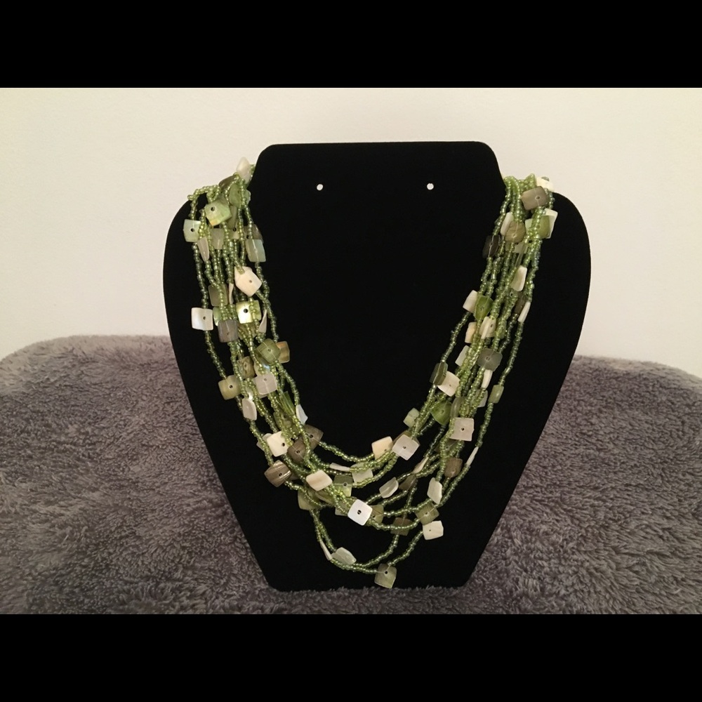 Green Multi Strand Necklace